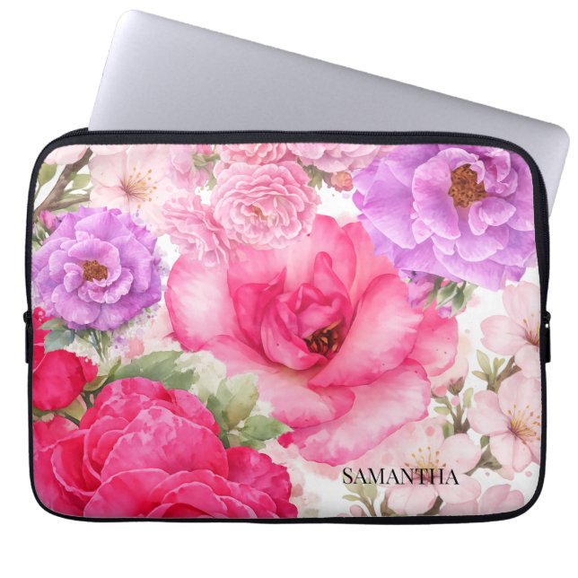 Housse Pour Ordinateur Portable Conception Florale Personnalisée (Devant)