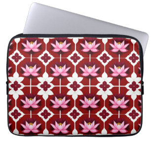 Housse Pour Ordinateur Portable Conception florale vibrante Lotus rose
