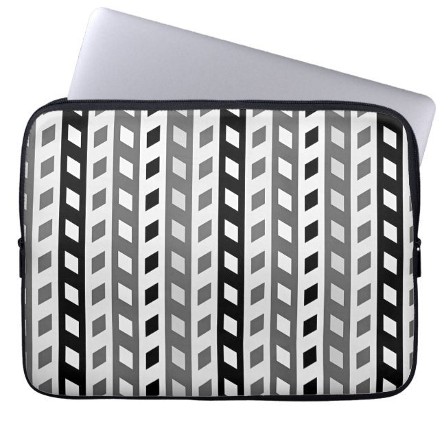 Housse Pour Ordinateur Portable Conception géométrique, gris, noir, blanc, (Devant)
