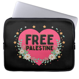 Housse Pour Ordinateur Portable conception graphique du coeur rose de la Palestine