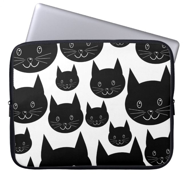 Housse Pour Ordinateur Portable Conception monochrome de chat (Devant)