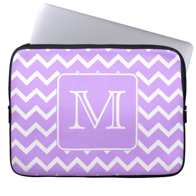 Housse Pour Ordinateur Portable Conception pourpre et blanche de Chevron. (Devant)