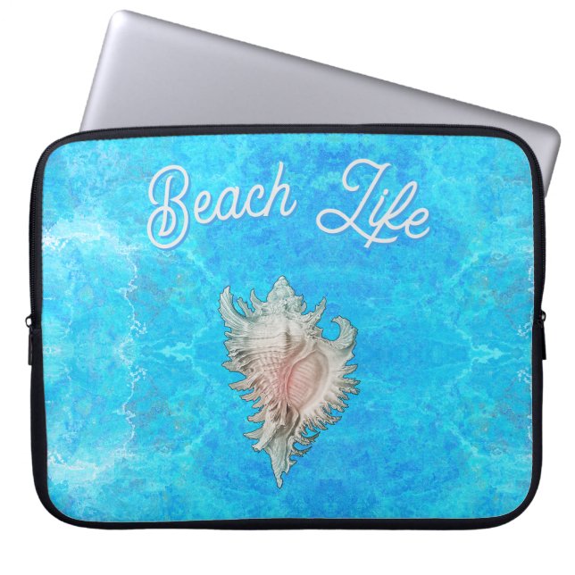 Housse Pour Ordinateur Portable Conch Shell "Beach Life" (Devant)