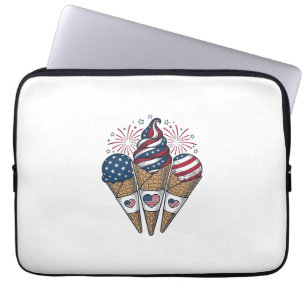 Housse Pour Ordinateur Portable Cônes de glace patriotiques vintage Quatre Juillet