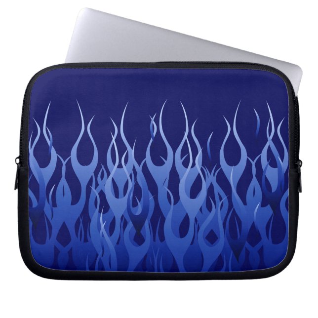 Housse Pour Ordinateur Portable Cool Blue Racing Flames Pin Stripes (Devant)