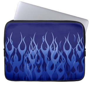 Housse Pour Ordinateur Portable Cool Blue Racing Flames Pin Stripes