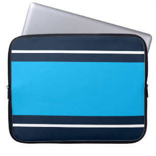 Housse Pour Ordinateur Portable Cool Bold Nautical Navy Sky Blue Racing Stripes