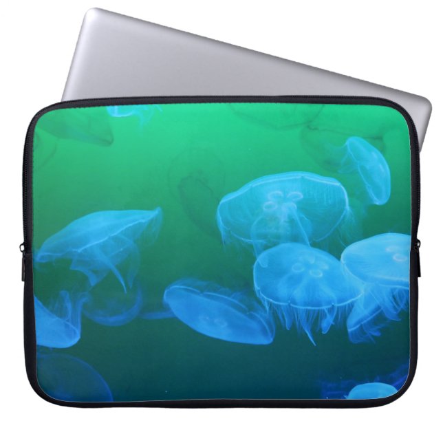 Housse Pour Ordinateur Portable Cool Jellyfish Green Blue Gradient (Devant)