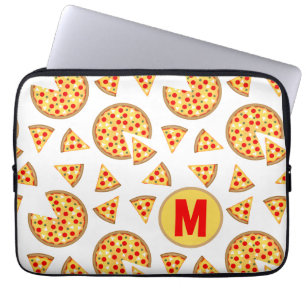 Housse Pour Ordinateur Portable Cool plaisir pizza et tranches motif blanc Monogra