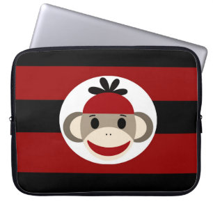 Housse Pour Ordinateur Portable Cool Sock Singe Beanie Casquette Red Black Stripes
