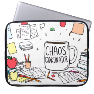 Housse Pour Ordinateur Portable Coordonnateur de Chaos Typographie Drôle