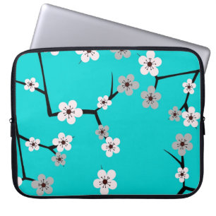 Housse Pour Ordinateur Portable Copie bleue turquoise de fleurs de cerisier
