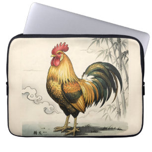 Housse Pour Ordinateur Portable Coq doré art japonais