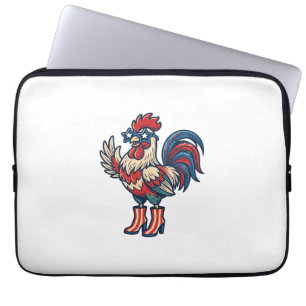 Housse Pour Ordinateur Portable Coq Patriotique en Talons Gravure Vintage Chemise