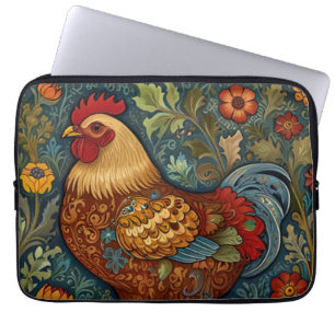 Housse Pour Ordinateur Portable Coq rétro chic poulet de campagne