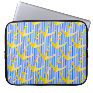 Housse Pour Ordinateur Portable Coque d'ancre jaune motif nautique
