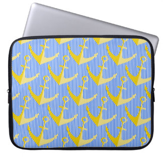 Housse Pour Ordinateur Portable Coque d'ancre jaune motif nautique