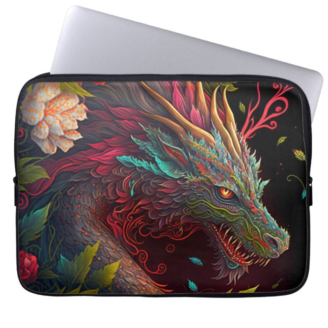 Housse Pour Ordinateur Portable Coque d'ordinateur portable Floral Dragon (Devant)