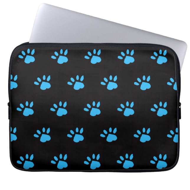 Housse Pour Ordinateur Portable Coque Empreinte de patte Tablet (noir et bleu) (Devant)