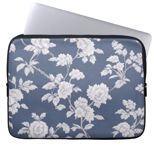 Housse Pour Ordinateur Portable Coque floral bleu (Devant)