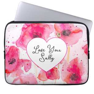 Housse Pour Ordinateur Portable Coquelicot Coquelicots Fleur Floral Aquarelle Femm