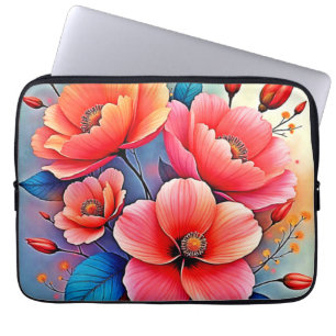 Housse Pour Ordinateur Portable Coquelicots Élégants : Art de la Nature Radiante
