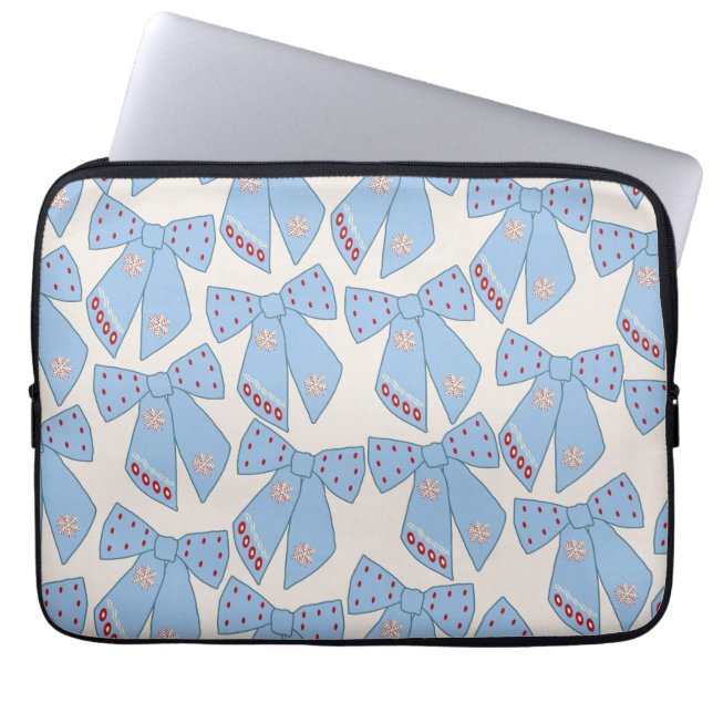 Housse Pour Ordinateur Portable Coquette Bows Bleus (Devant)