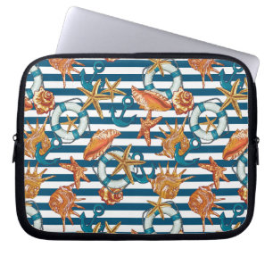Housse Pour Ordinateur Portable Coquillages Et Motif De Ancre