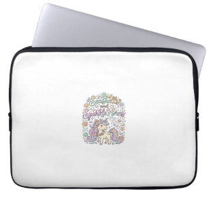 Housse Pour Ordinateur Portable Coquilles de licorne et cornes scintillantes Vecte