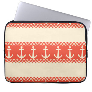 Housse Pour Ordinateur Portable Corail Ancre nautique Frappes côtières