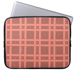 Housse Pour Ordinateur Portable Corail avec motif géométrique noir