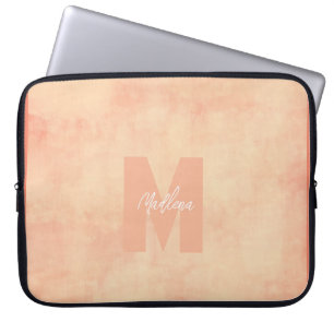 Housse Pour Ordinateur Portable Corail Earthy Pastel Tones Monogramme Chic