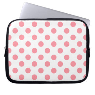 Housse Pour Ordinateur Portable Corail et pois blancs