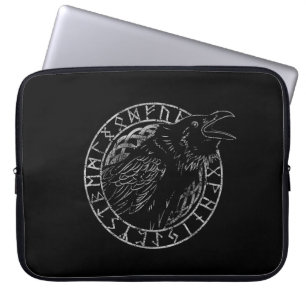 Housse Pour Ordinateur Portable Corbeau Odin Viking Mythologie runes runique