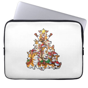 Housse Pour Ordinateur Portable Corgi Christmas Tree Chien Père Noël Joyeux Corgma