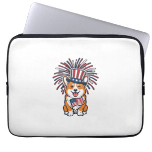 Housse Pour Ordinateur Portable Corgi patriote feux d'artifice Chien Conception ve