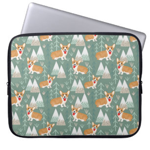 Housse Pour Ordinateur Portable Corgis dans le Motif forestier des montagnes