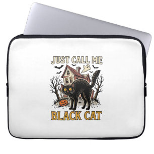 Housse Pour Ordinateur Portable Costume de chat noir Maison hantée Funny Halloween