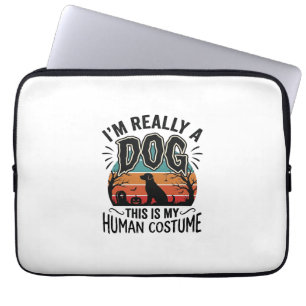 Housse Pour Ordinateur Portable Costume Humain Chien Drôle Halloween Vintage Chien