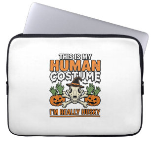 Housse Pour Ordinateur Portable Costume Humain Husky Drôle T-Shirt Halloween Chien