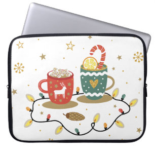 Housse Pour Ordinateur Portable Cosy café de Noël Or Cosy