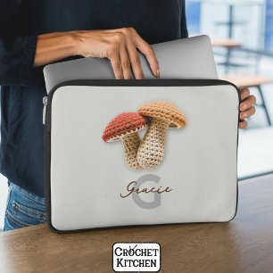 Housse Pour Ordinateur Portable Cosy Cottagecore Crochet Champignons Monogramme No