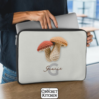 Housse Pour Ordinateur Portable Cosy Cottagecore Crochet Champignons Monogramme No