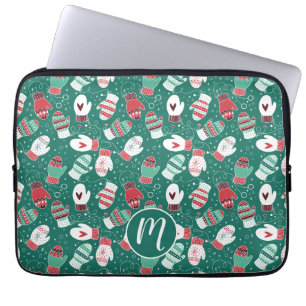 Housse Pour Ordinateur Portable Cosy hiver Noël Mittens Motif en vert