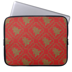 Housse Pour Ordinateur Portable Cosy sapin de Noël affreux pull à damiers motif