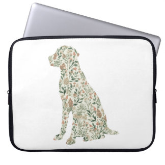 Housse Pour Ordinateur Portable Cottage aux fleurs sauvages du Labrador Retriever 