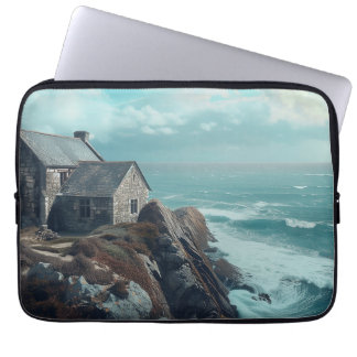 Housse Pour Ordinateur Portable Cottage médiéval sur une falaise
