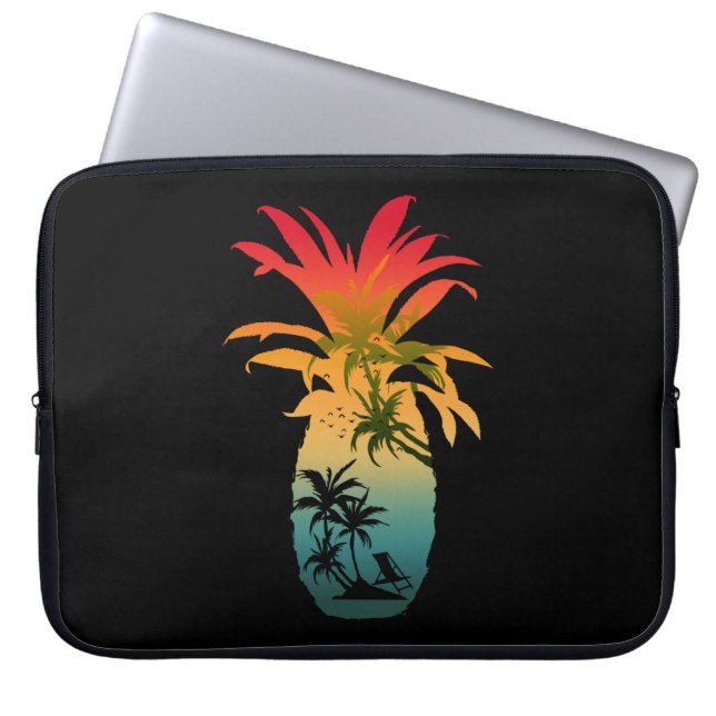 HOUSSE POUR ORDINATEUR PORTABLE COUCHER DE SOLEIL À L'ANANAS (Devant)