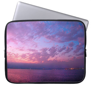 Housse Pour Ordinateur Portable Coucher de soleil bleu violet océan photo simple m