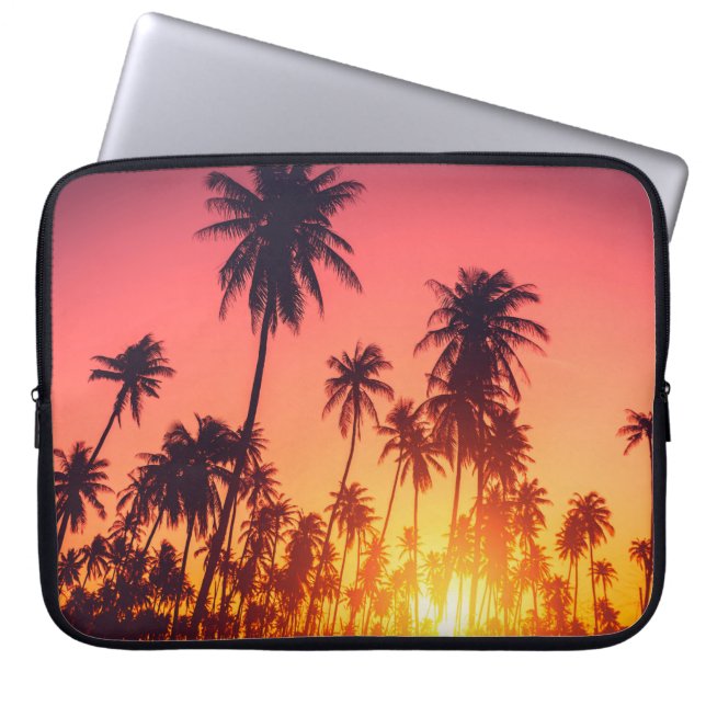 Housse Pour Ordinateur Portable Coucher de soleil des arbres tropicaux (Devant)